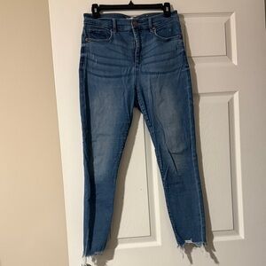 LOFT Distressed Blue Ankle Jeans